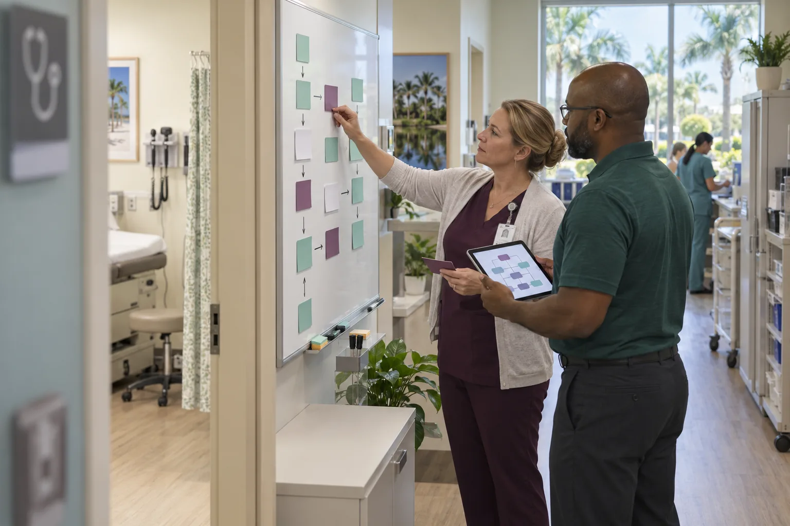 Central Florida medical-practice administrator mapping electronic patient-information workflows during a security risk review